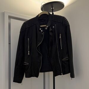 Black Quilted Leather Biker Jacket
